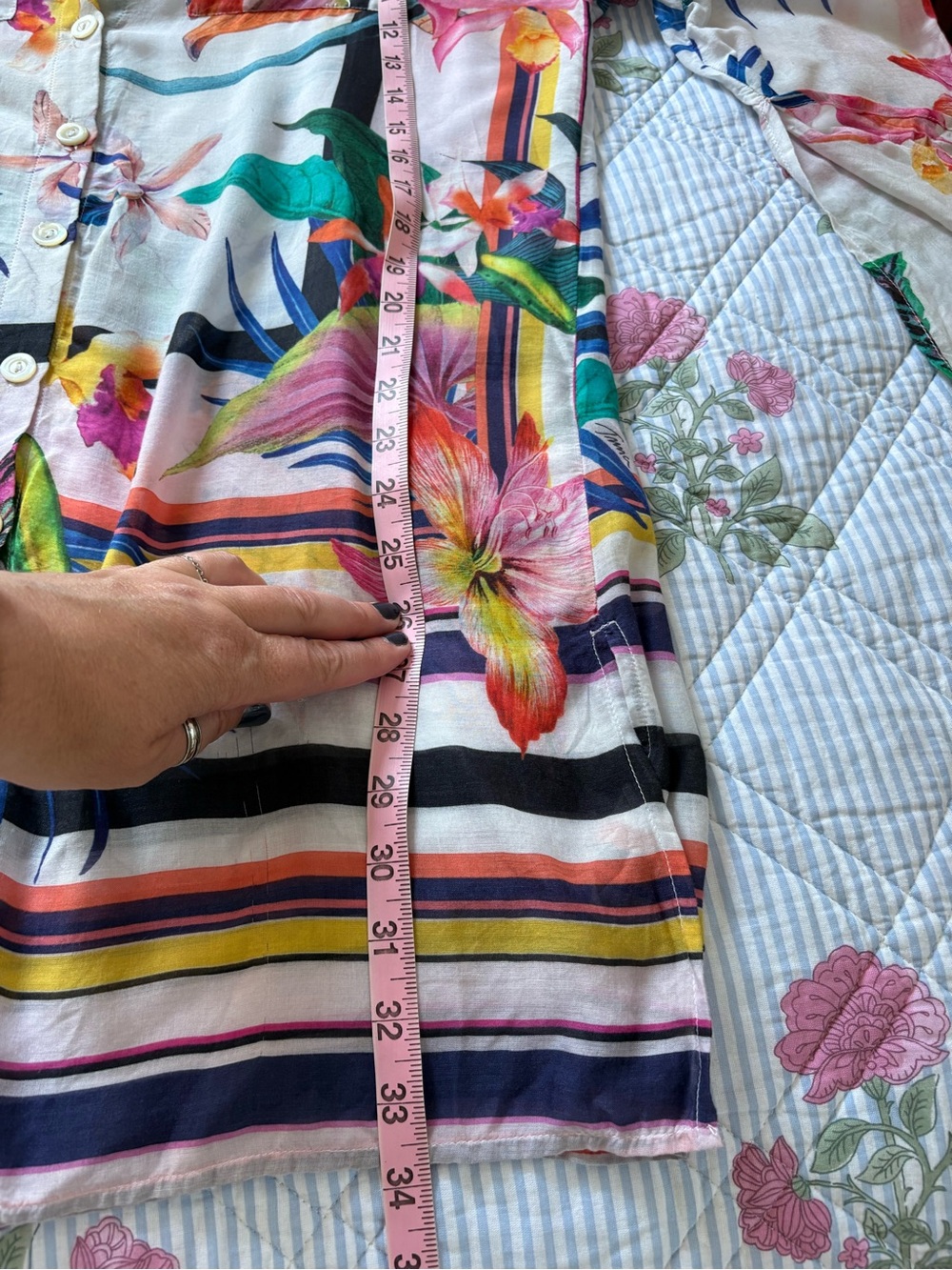 Trina Turk Rayon Bright Tropical Tunic Top Sz L - Picture 10 of 12